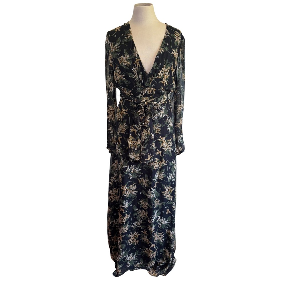 Dress Forum Black Floral Maxi Dress with Gold Palm Print - Picture 2 of 9